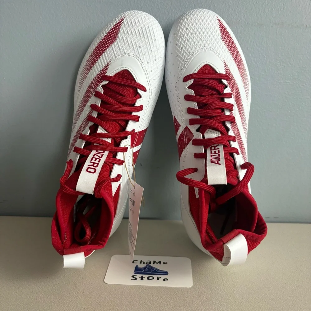 adidas Adizero Impact Football Cleats White Red Shoes IF2477 Men’s Sz 8.5 - Picture 6 of 9